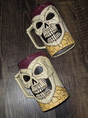 Vintage 90s Easter Unlimited Skull Mugs Halloween Set
